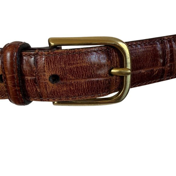 Brighton brown embossed calfskin on glove leather adjustable waist belt size 36 - Picture 3 of 7